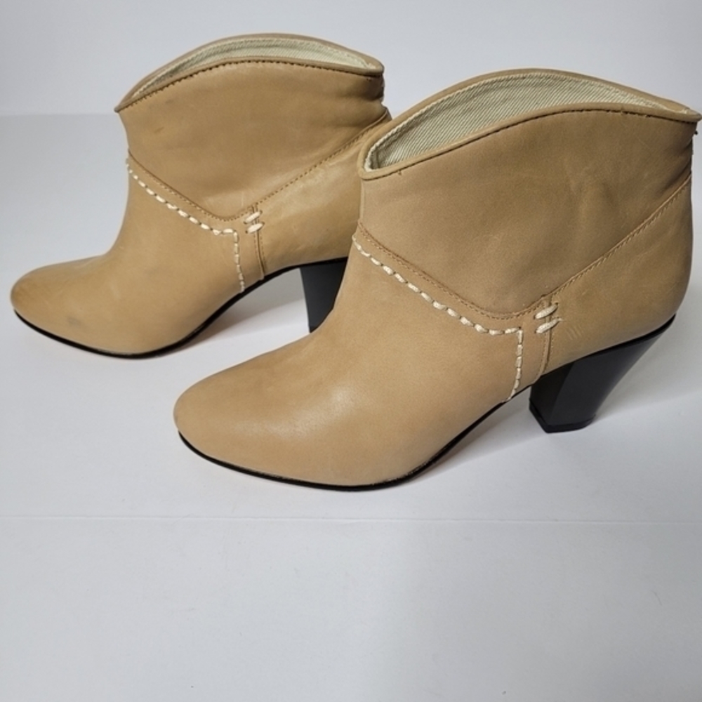 Maje Olivetti Camel Ankle Bootie Leather